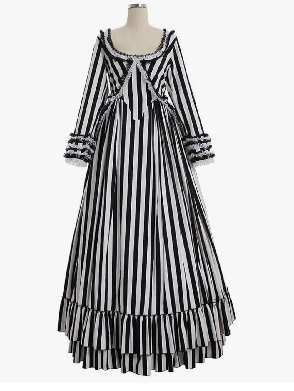 Sleepy Hollow Katrina Von Tassel costume. Black and white striped dress - Picture 2 of 7